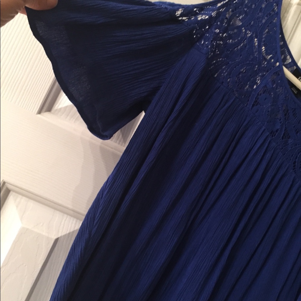 Royal blue cold shoulder top